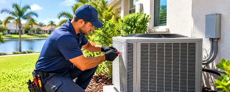 New air conditioner installation outside a home in Orlando, Florida